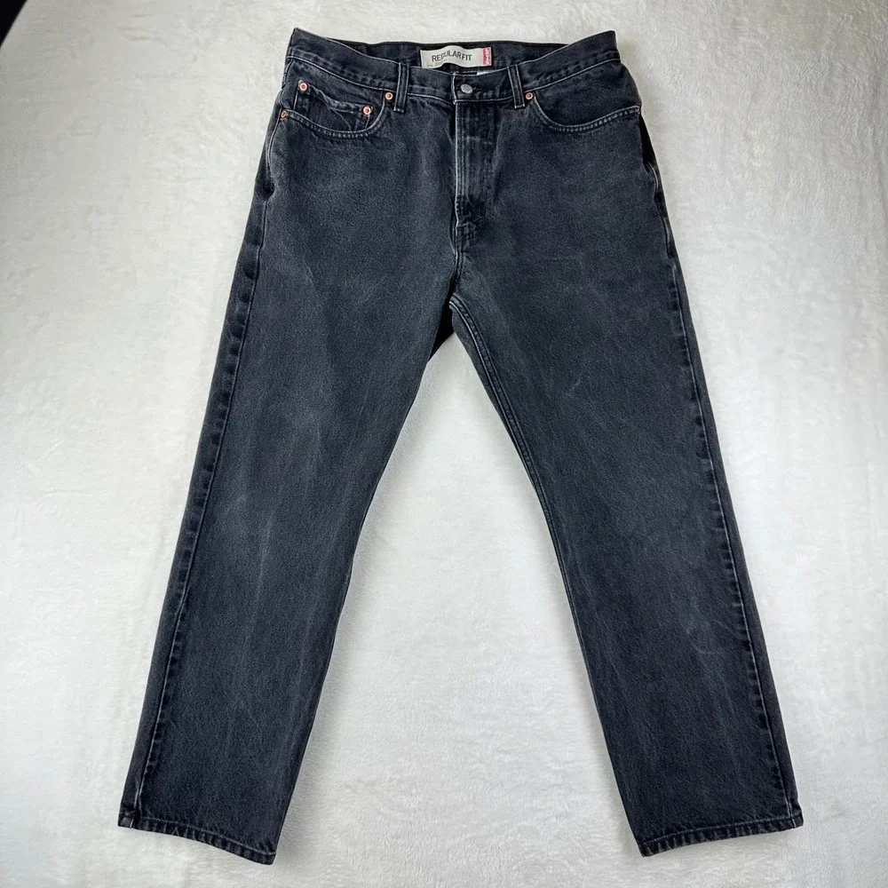Levi's 505 Jeans Mens Regular Fit W36 L30 Black Straight Leg Denim Cotton Pants